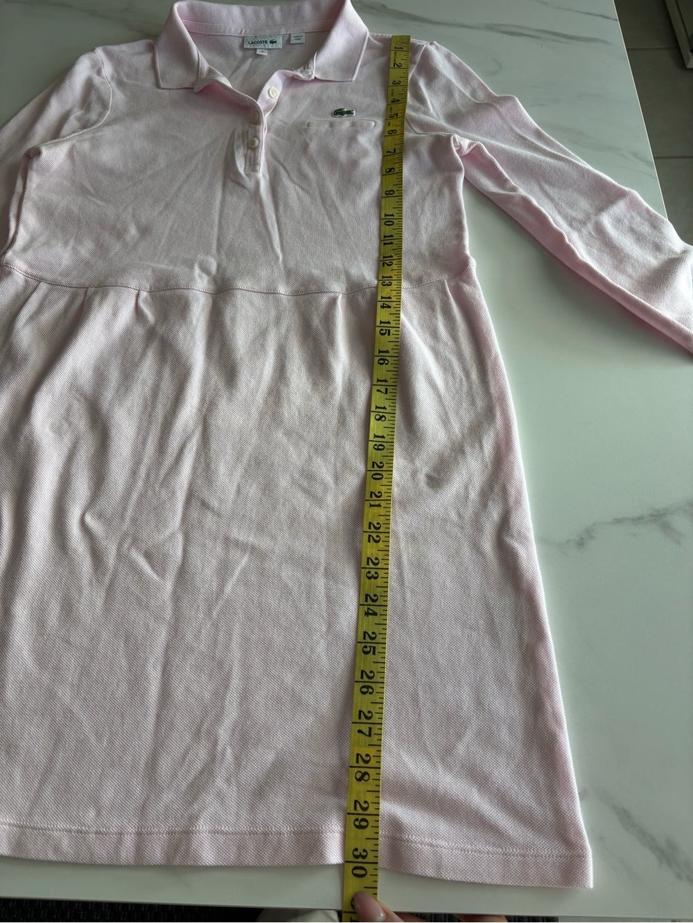 Lacoste Pink Long-Sleeve Polo Dress 100% cotton 16 y.o. - Picture 8 of 10